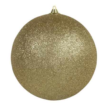 2x Large gold glitter Christmas bauble 18 cm