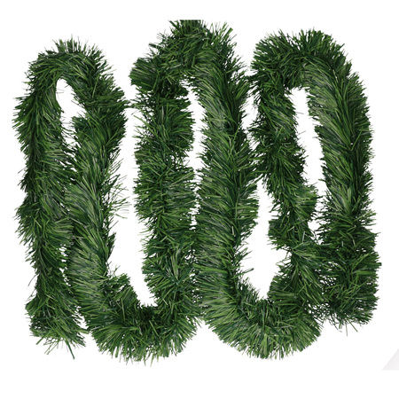 2x Green Christmas garland 270 x 8 cm