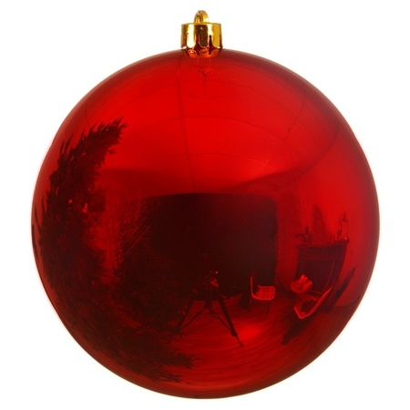 2x Large christmas baubles red 14 cm