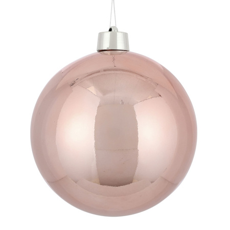 2x Large plastic christmas bauble light pink 25 cm