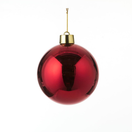 2x Grote kunststof decoratie kerstbal rood 20 cm