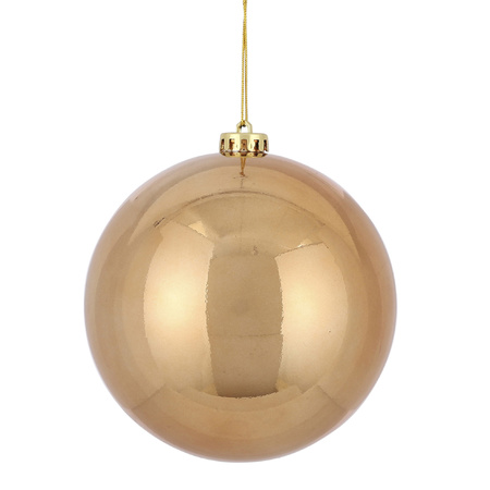 2x Large plastic christmas baubles light copper 15 cm