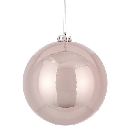 2x Large plastic christmas baubles light pink 15 cm