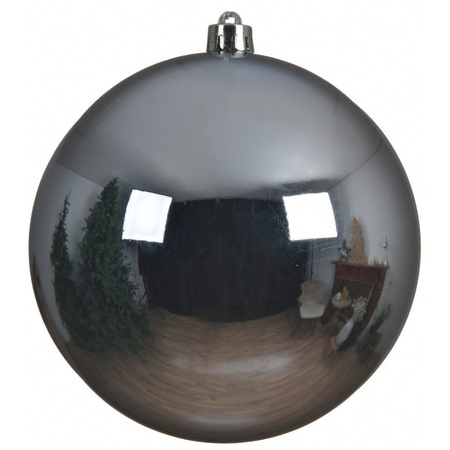 2x Grote lichtblauwe kerstballen van 14 cm glans van kunststof