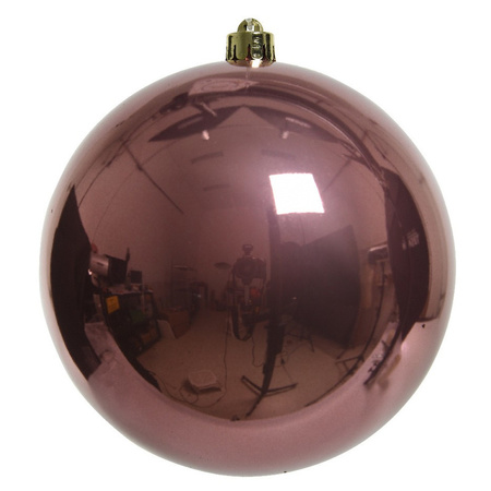 2x Large christmas baubles old/dusty pink 20 cm