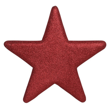 2x Large red glitter stars decoration 50 cm