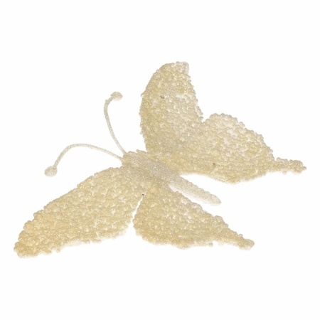 2x Decorative butterfly cream