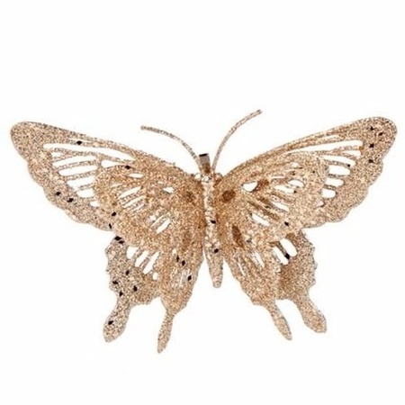 Christmas deco butterfly gold 15 x 11 cm