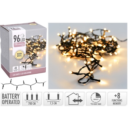 2xChristmas LED lights on batteries warm white outdoor 96 lights