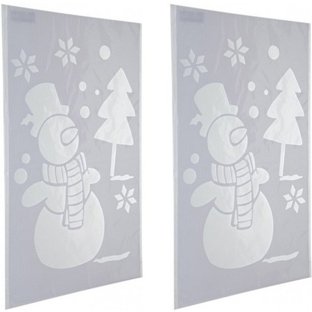 2x Kerst raamsjablonen/raamdecoratie sneeuwpop plaatjes 54 cm