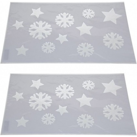 2x Kerst raamsjablonen/raamdecoratie sneeuwvlokken plaatjes 54cm