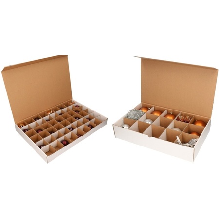 2x Christmas baubles sorting boxes for 15x 10 cm and 54x 6cm