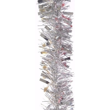 2x Kerstboom folie slinger zilver 200 cm