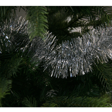 2x Kerstboom folie slinger zilver 270 cm