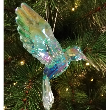 2x Christmas hangers figurines iridescent green Hummingbirds 10 
