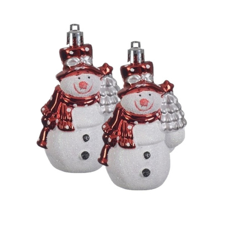 2x Kersthangers figuurtjes sneeuwpop 8 cm
