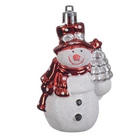2x Kersthangers figuurtjes sneeuwpop 8 cm