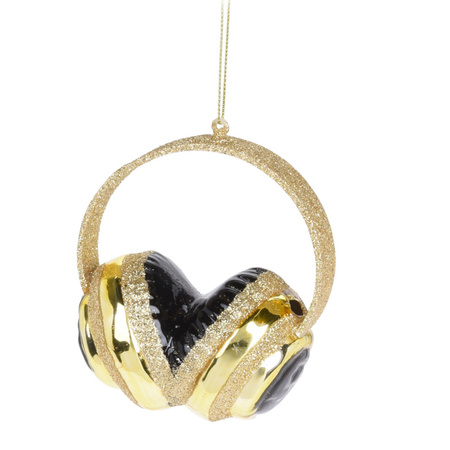2x Christmas tree decoration gold headphones of glass 10 cm