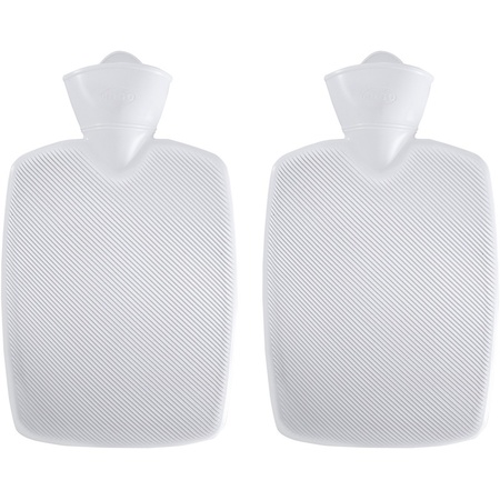 2x Plastic hot water bottles white 1.8 liters