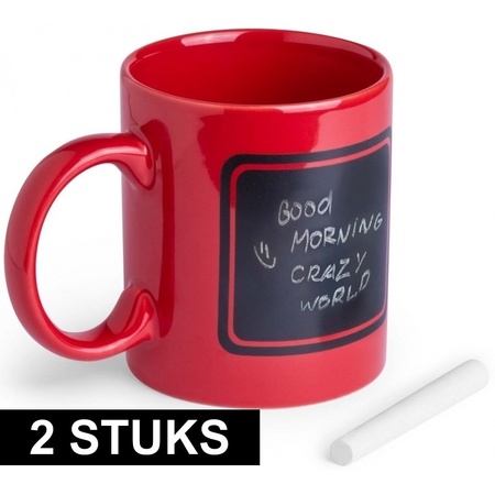 2x red mugs