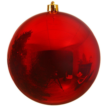 2x Mega kerst rode kerstballen van 25 cm glans kunststof