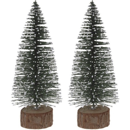 2x Miniature christmas trees green 25 cm