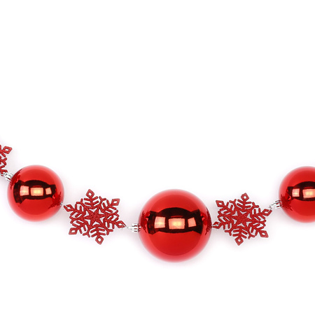 2x Rode decoratie slingers met kerstballen en sneeuwvlokken 116 cm