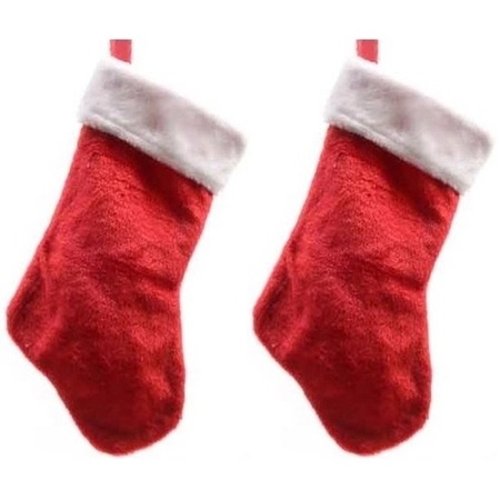 2x Christmas plush stockings 40 cm