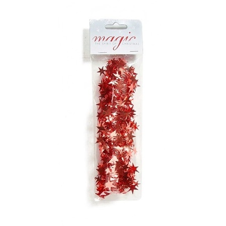 2x Rode spiraal slingers met sterren 750cm kerstboom versieringe