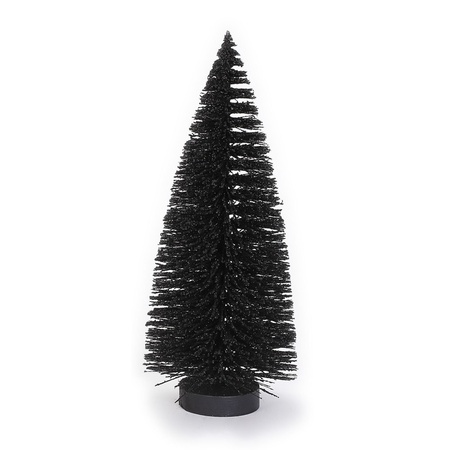 2x stuks decoratie kerstbomen/ mini kerstboompjes zwart 27 cm
