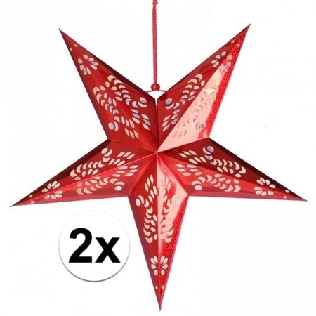 2x Rode decoratie sterren 60 cm