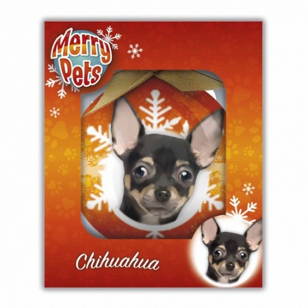 2x stuks dieren kerstballen Chihuahua hondje 8 cm