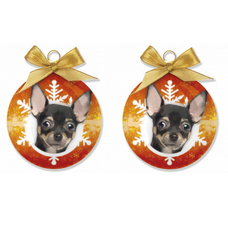 2x pieces animal christmas bauble Chihuahua 8 cm