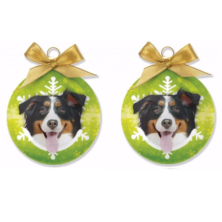 2x stuks huisdieren/dieren kerstballen Berner Sennen hond 8 cm