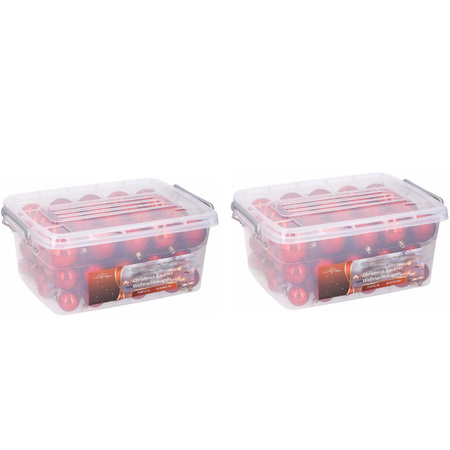 2x pieces christmas red balls box 70 pieces