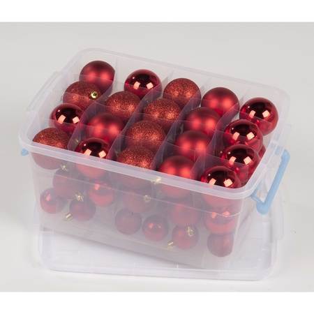 2x stuks kerstballen/kerstversiering opbergboxen met 140x rode kerstballen
