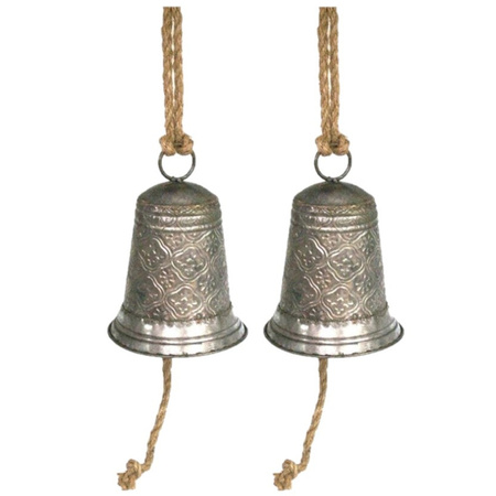2x pieces christmas bells 12 x 17 cm iron