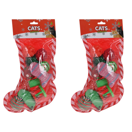 2x pieces christmas gift for cats stocking with toys