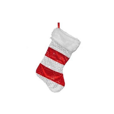 2x pieces christmas stockings red and white 43 cm