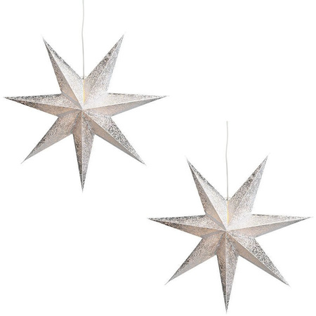 2x pieces silver paper christmas star 60 cm