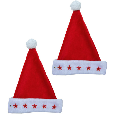 2x pieces santa hats with lights