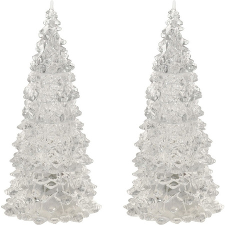 2x pieces illuminated figures acrylic Christmas tree pyramids 12 cm