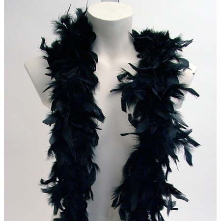 2x stuks zwarte party verkleed veren boa 180 cm