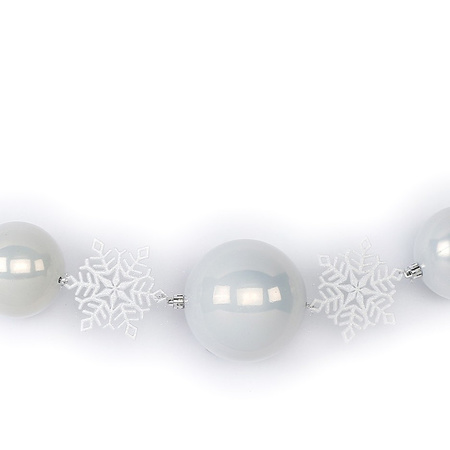 2x White christmas decoration garland with balls/snowflakes 116 cm