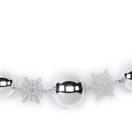 2x Zilveren decoratie slingers met kerstballen en sneeuwvlokken 116 cm