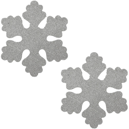 2x Silver snowflake foam decoration 40 cm