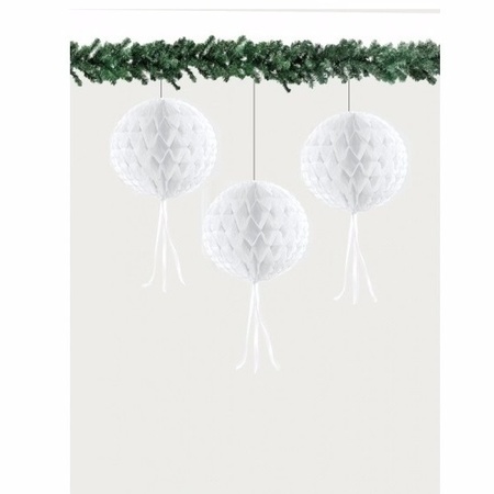 Kerst hangdecoratie bal wit 30 cm
