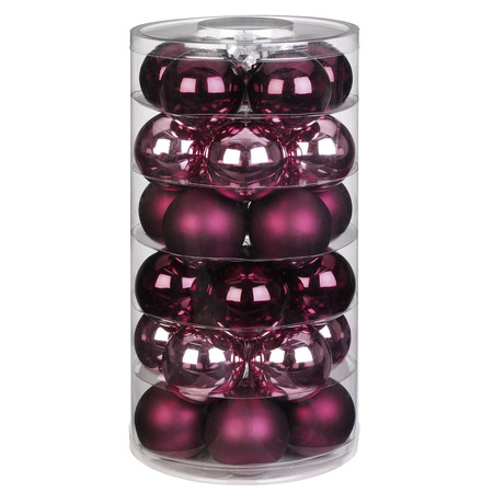 30x Berry Kiss mix glass Christmas baubles 6 cm shiny and matt