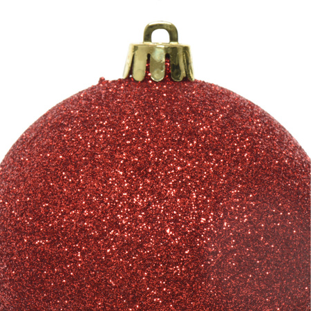 30x Christmas red Christmas baubles 6 cm plastic mix