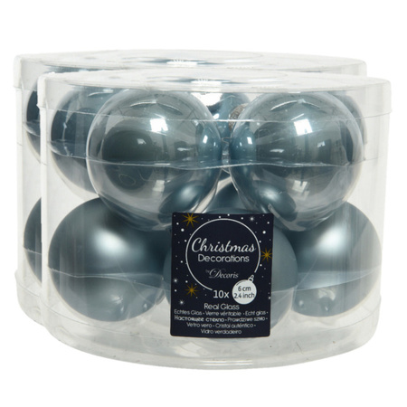 30x stuks glazen kerstballen lichtblauw 6 cm mat/glans